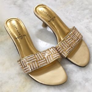 Udom Agg Gold & White Sequin Slip on